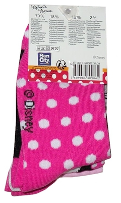 Dívčí ponožky Minnie Mouse, klasické, 3 páry, vel. 31/34