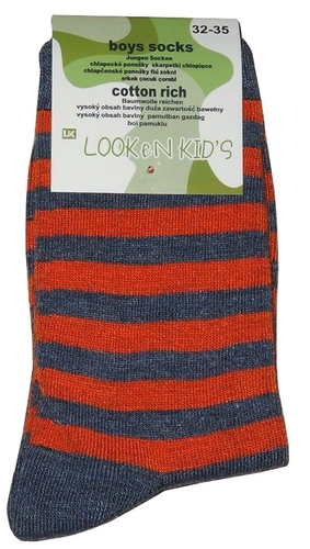 Chlapecké ponožky klasické, proužkové, vel. 26/27
