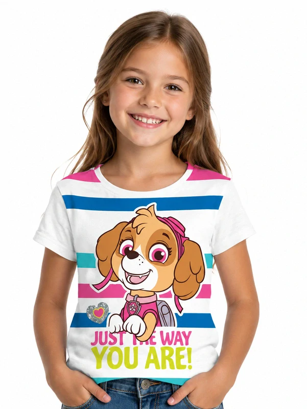 Dívčí bavlněné tričko Paw Patrol, světle šedé