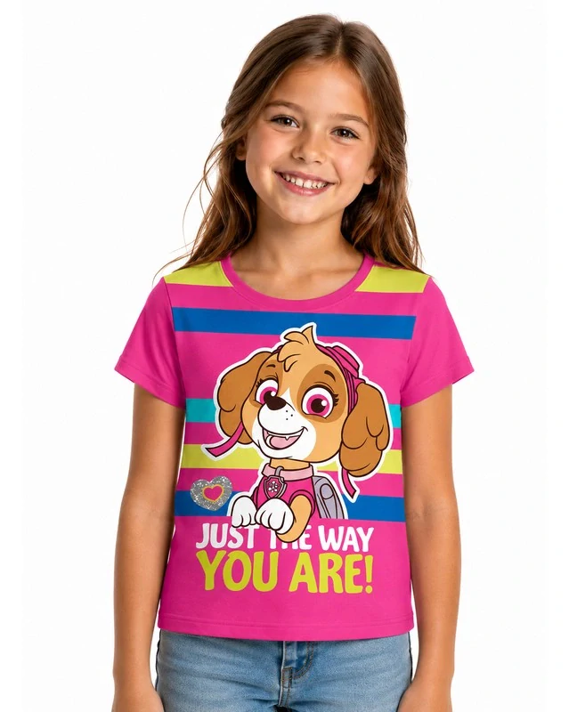 Dívčí bavlněné tričko Paw Patrol, růžové, 116